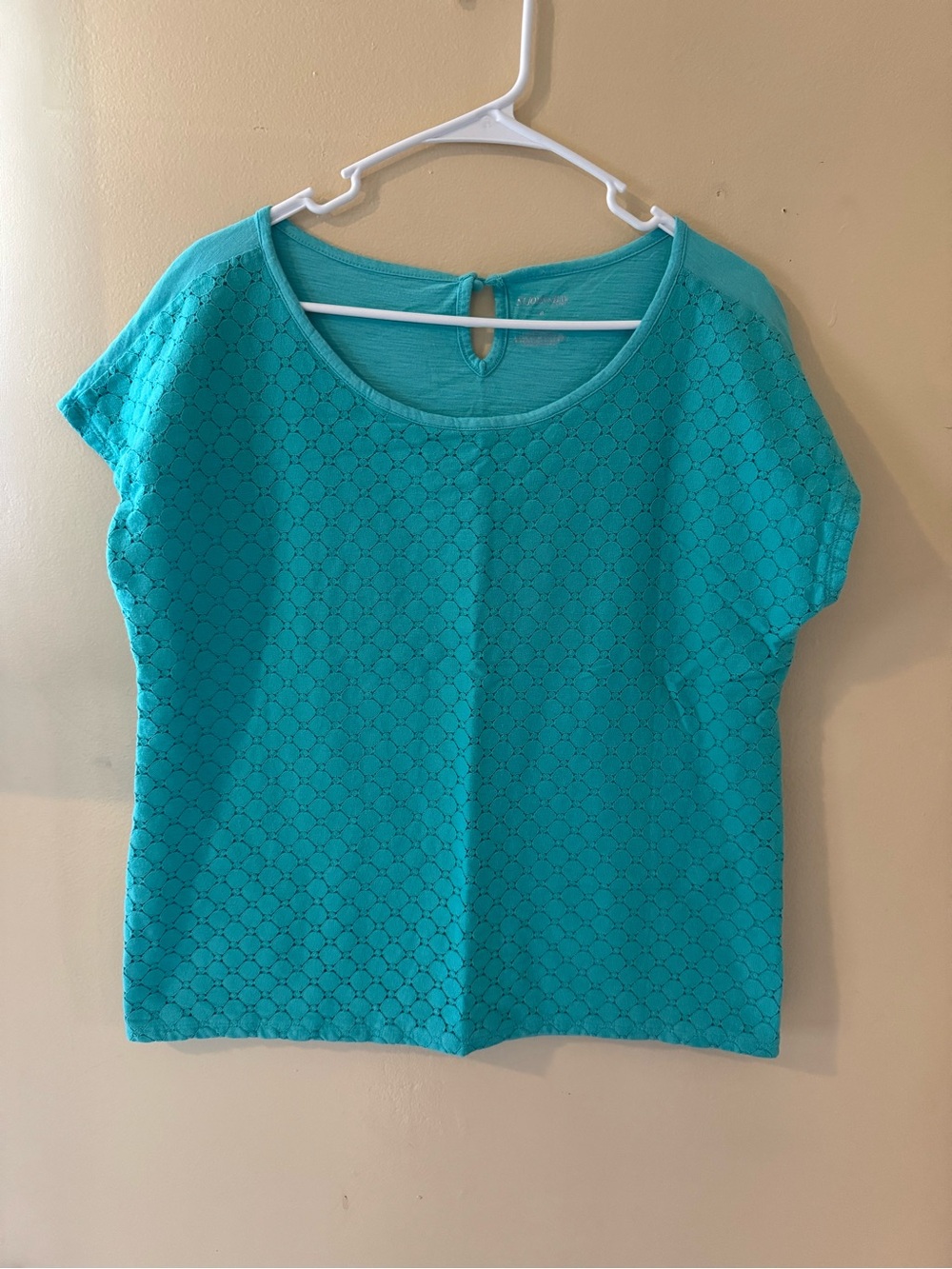 🎄5 for $20 St. John’s Bay Turquoise Textured Short Sleeve Top Size XL
